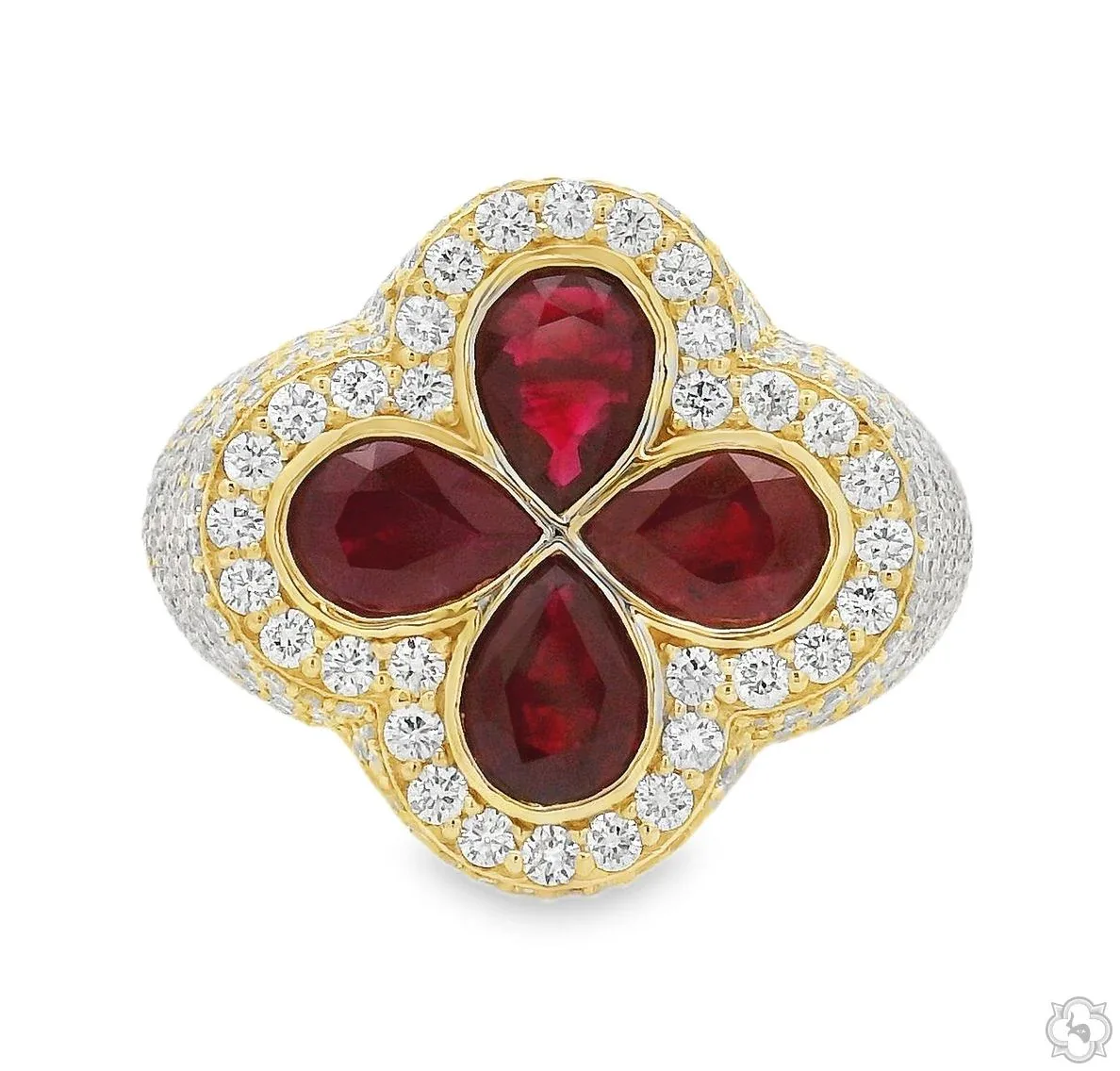 RINA - For Him CUSTOM Ruby Clover Diamond Ring 70828 in Rose Gold / 10 – Ring