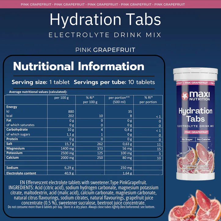 Maxi Nutrition MaxiNutrition Hydration tabs, Pink Grapefruit, Zero Sugar 6 x 10 Tablets (6 Pack) detail 2