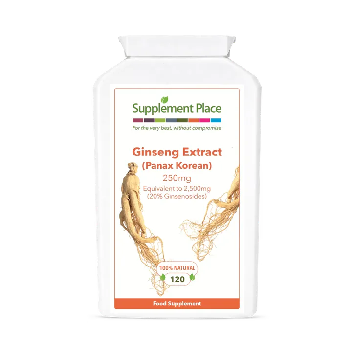 Supplement Place Panax Korean Ginseng Equiv. to 2,500mg | 20% Ginsenosides | 120 Capsules