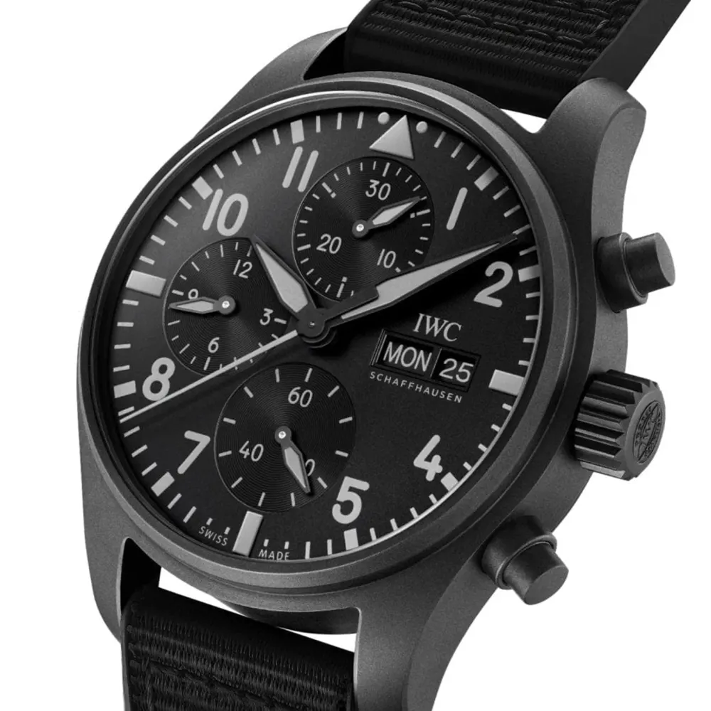IWC Pilot's Chronograph Top Gun Ceratanium 41mm Mens Watch Black detail 3