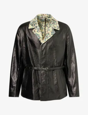 DRIES VAN NOTEN Randy Floral-Lining Waxed-Cotton Coat
