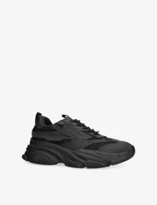STEVE MADDEN Possess Chunky Mesh And Faux-Leather Trainers - EUR 41 / 7 UK MEN in BLACK, additional product view 3