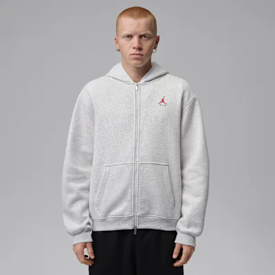Jordan Brooklyn Men's Full-Zip Hoodie - Neutral Grey/Heather/University Red