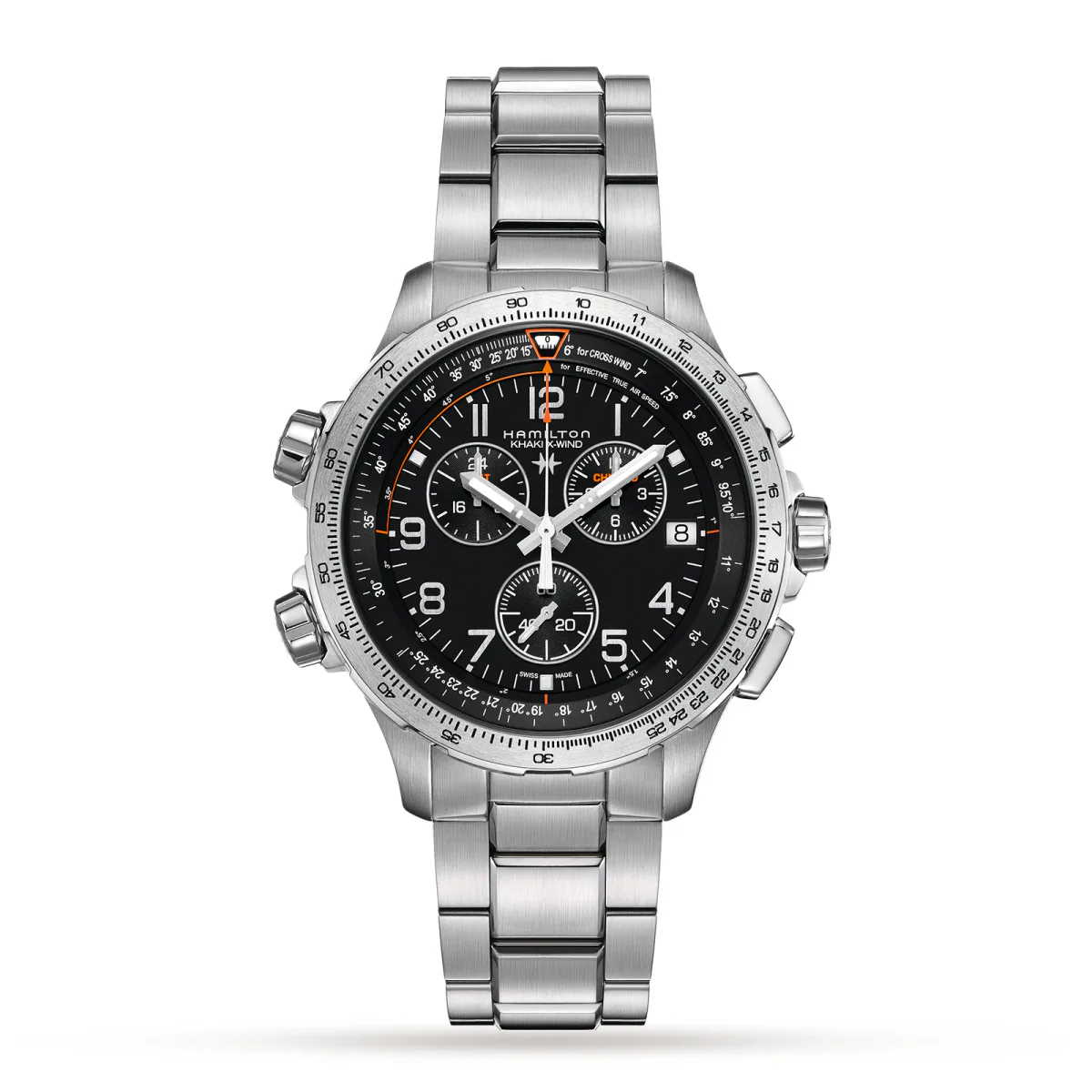 Hamilton Khaki Aviation X-Wind GMT Chrono Quartz 46mm Mens Watch Black