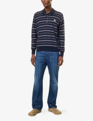 WALES BONNER Beam Striped Wool Polo Shirt detail 2