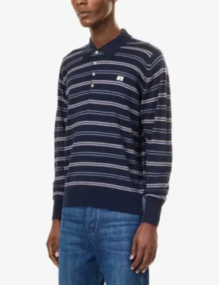 WALES BONNER Beam Striped Wool Polo Shirt detail 3