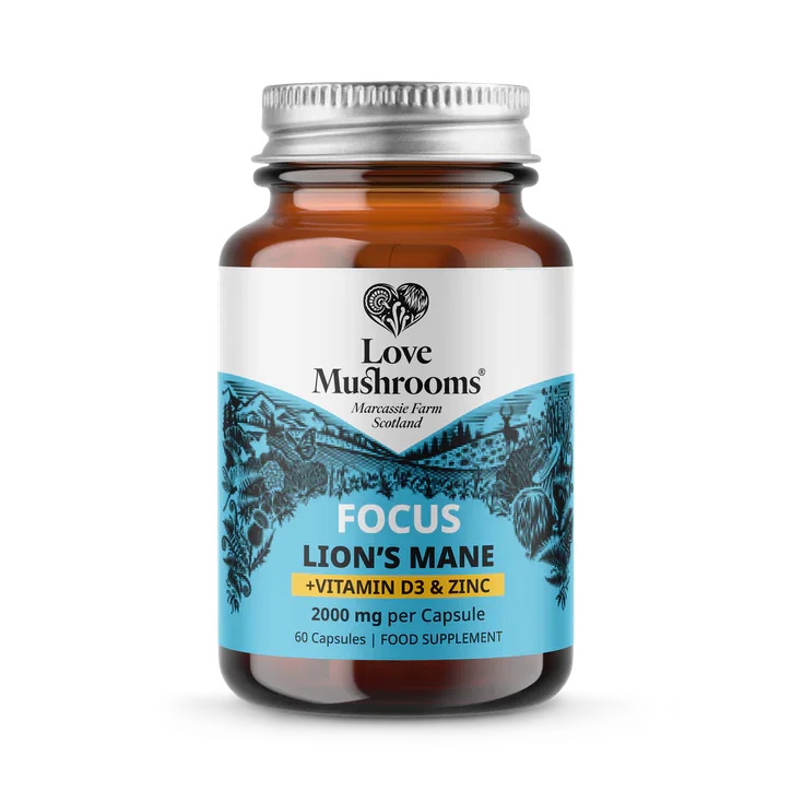 Love Mushrooms Lion’s Mane + Vitamin D3 & Zinc 2000mg Capsules