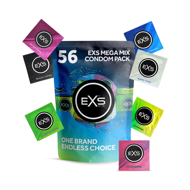 EXS Mega Mix Vegan Latex Condoms 56 Variety Pack