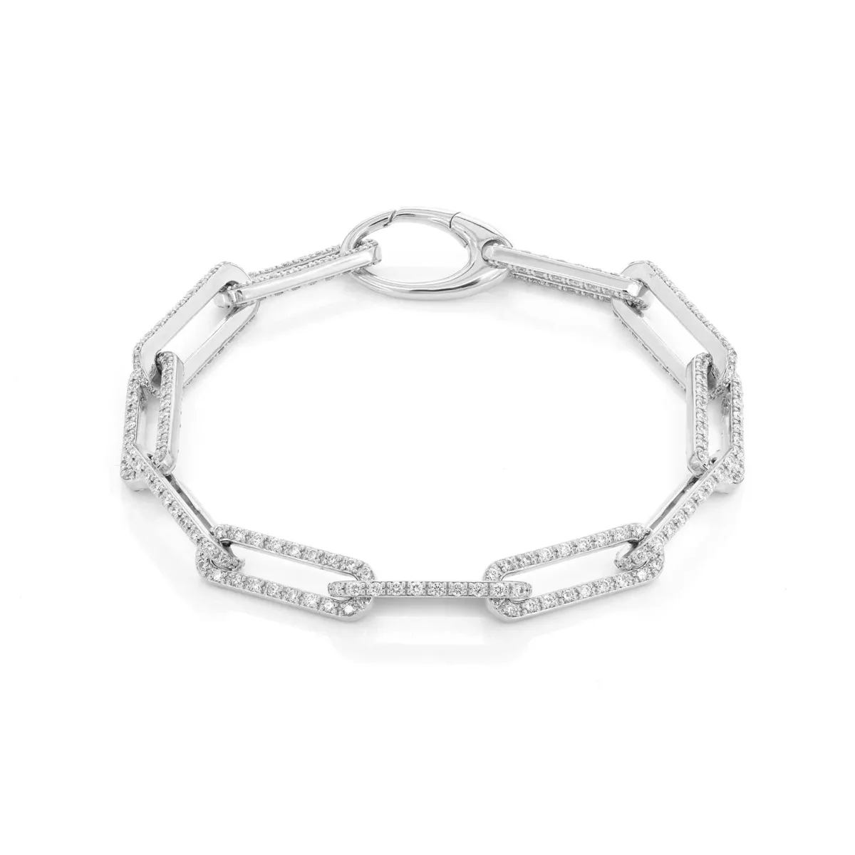 For Him Iced Elongated Rolo Diamond Bracelet in White Gold / 7" / Natural Diamond – Bracelet