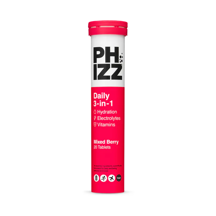 Phizz Daily 3in1 Hydration Electrolytes and Vitamins Effervescent Berry 20 Tablets