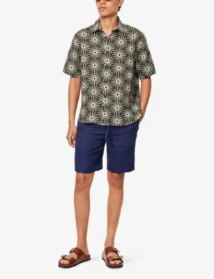 FRESCOBOL CARIOCA Felipe elasticated-waist linen and cotton-blend shorts detail 2