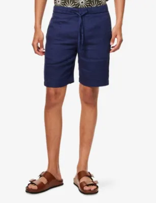 FRESCOBOL CARIOCA Felipe elasticated-waist linen and cotton-blend shorts detail 3