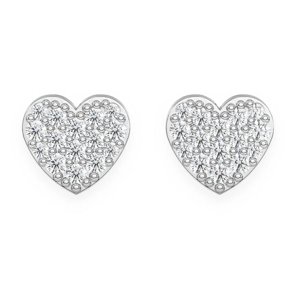 For Him Heart Diamond Stud Earrings in White Gold / Natural Diamond – Earring