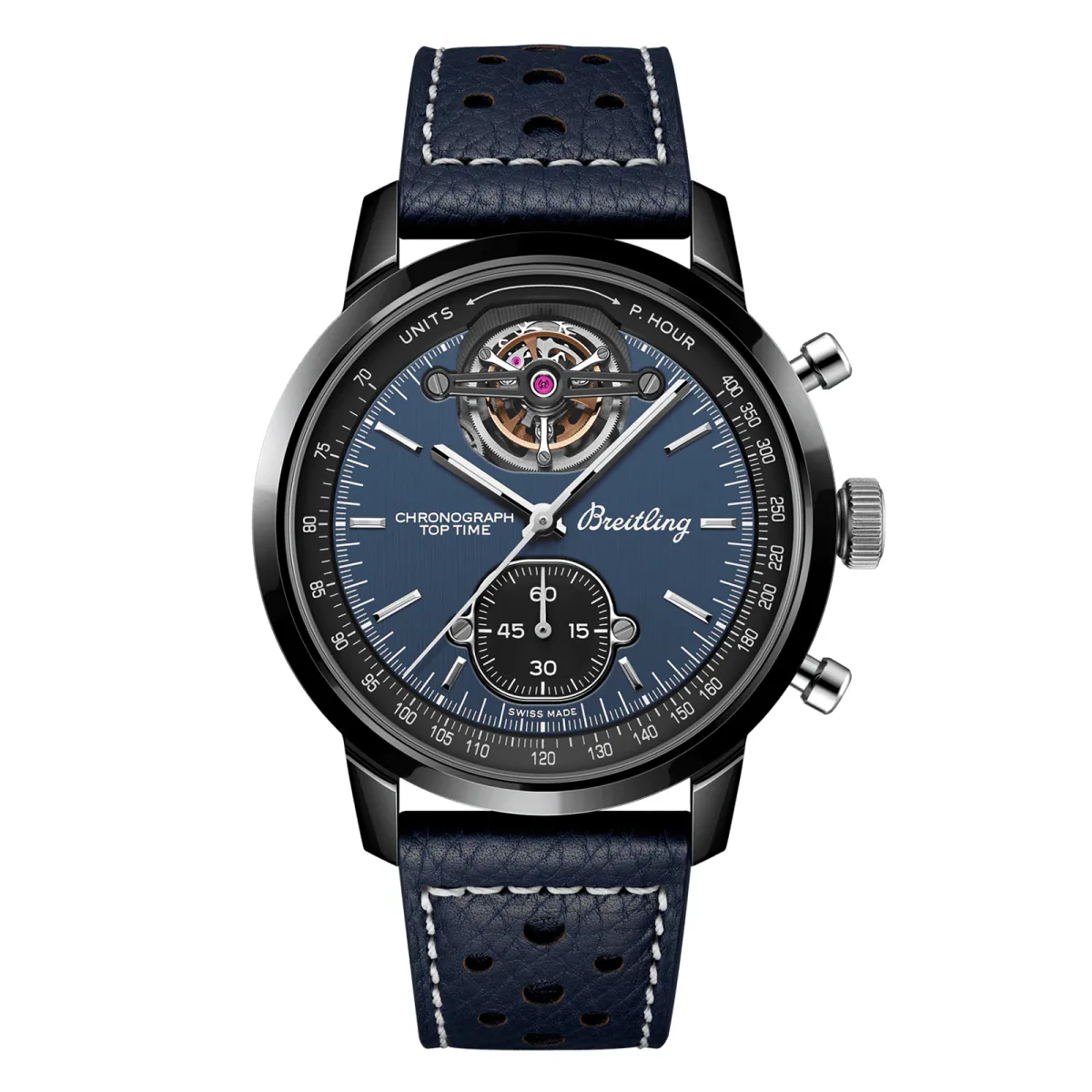 Breitling Top Time B21 Shelby Cobra Tourbillon 44mm Mens Watch Blue