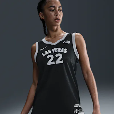 Nike A'ja Wilson Las Vegas Aces Nike Dri-FIT WNBA Victory Jersey - Black/Flat Silver/White