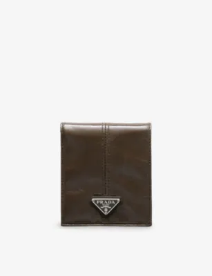 PRADA Brand-Plaque Leather Wallet - BLACK detail 2