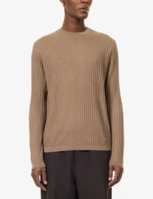 EMPORIO ARMANI Geometric-Knit Wool-Blend Jumper detail 3