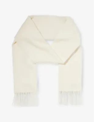 JOHNSTONS OF ELGIN Knitted-texture fringed-trim cashmere scarf