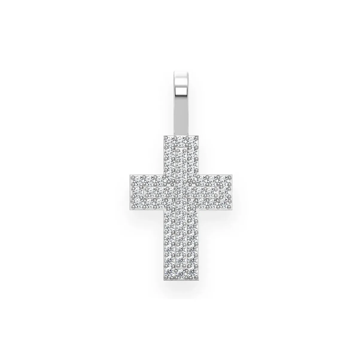 For Him Layered Diamond Cross Pendant in White Gold / Natural Diamond – Pendant