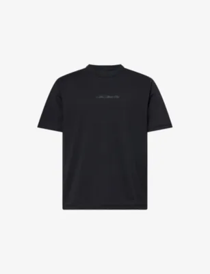 For Him Dri-Fit Logo-Text Print Woven T-Shirt