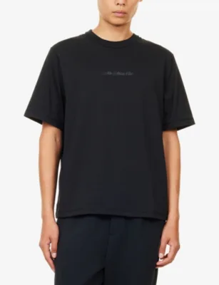 For Him Dri-Fit Logo-Text Print Woven T-Shirt in BLACK/DK SMOKE GREY, additional product view 3