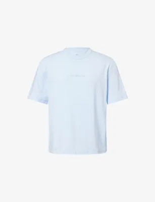 For Him Dri-Fit Logo-Text Print Woven T-Shirt in Hydrogen Blue/blue – Mens | Tops & t-shirts | T-Shirts | Plain T-Shirts