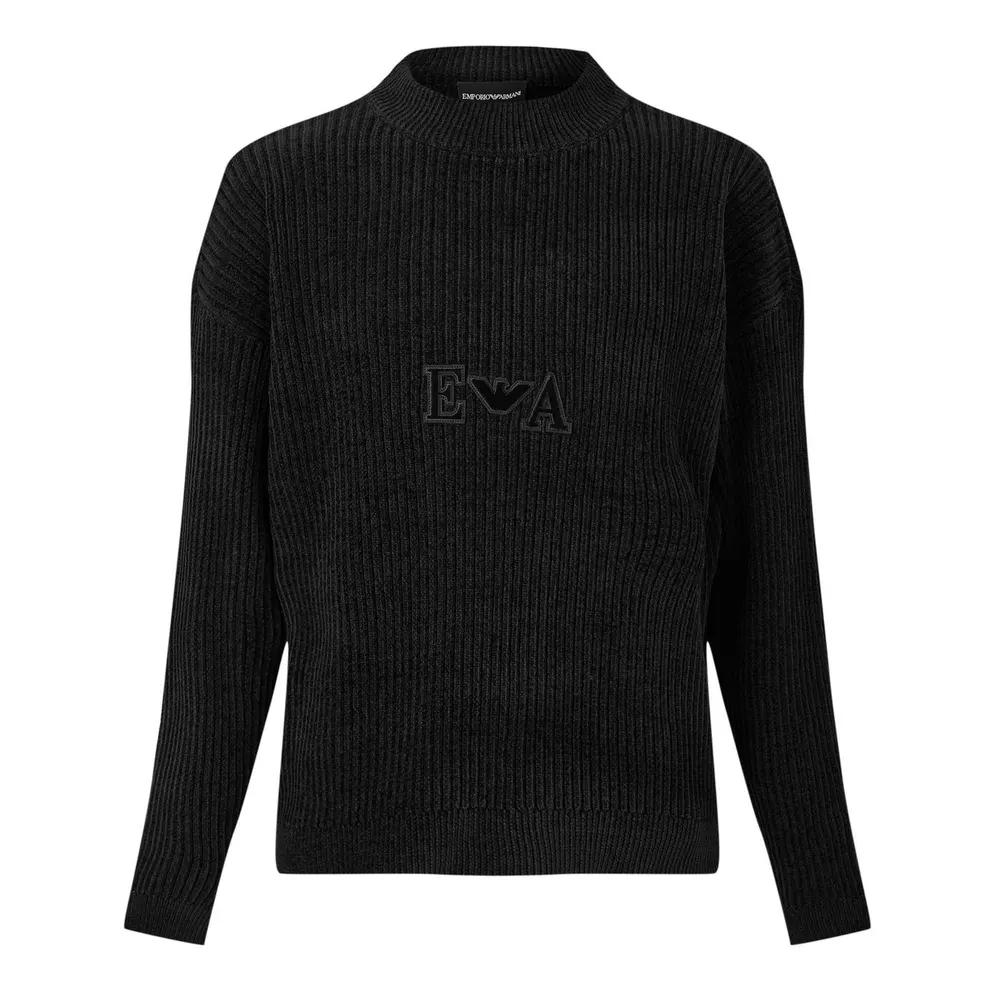 Emporio Armani Men's Long-Sleeve Ribbed Knit Logo Crew-Neck Jumper