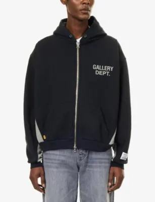 GALLERY DEPT Logo-Print Zip-Up Cotton Hoody detail 3