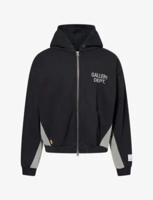GALLERY DEPT Logo-Print Zip-Up Cotton Hoody