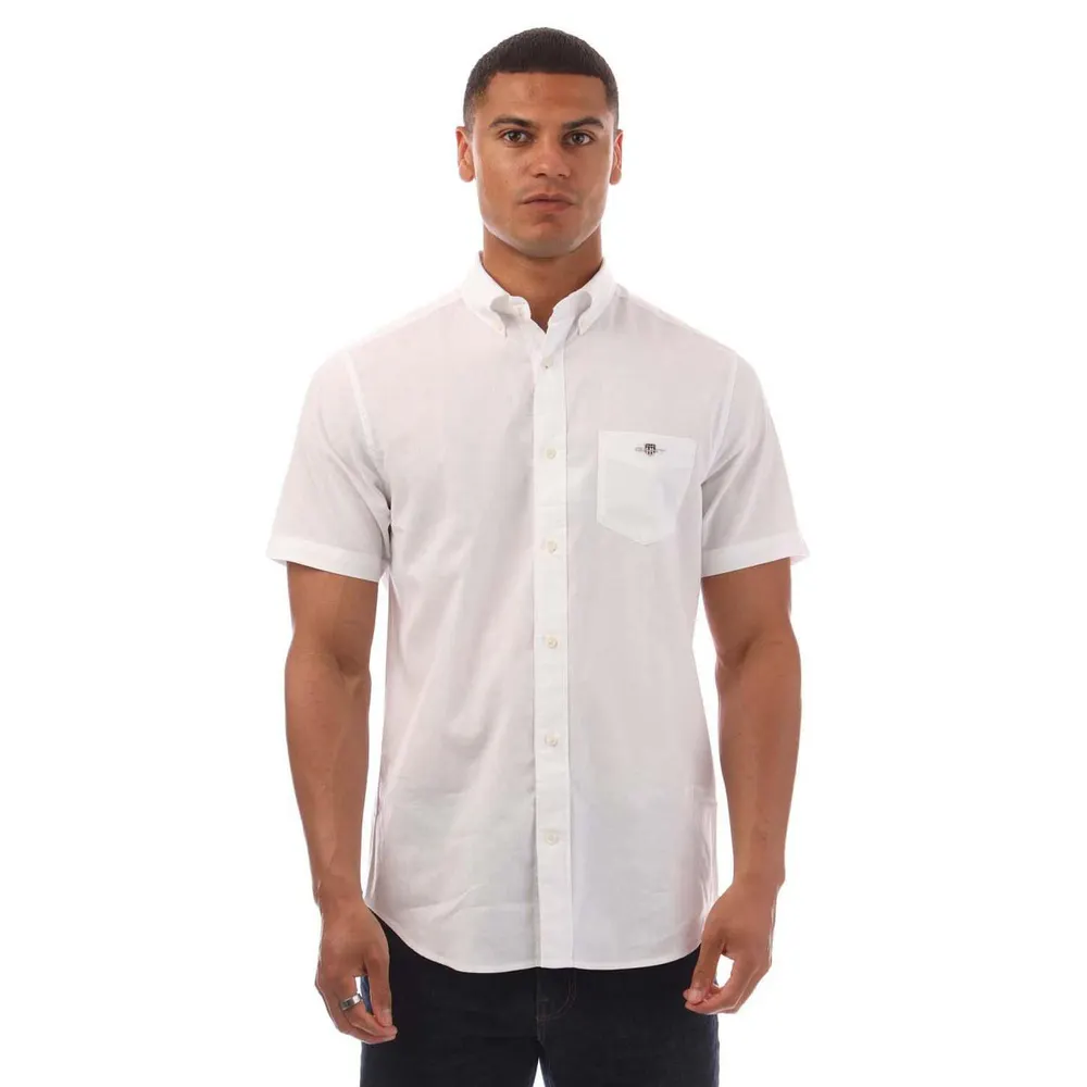 Gant Regular Fit Cotton Linen Short Sleeve Shirt