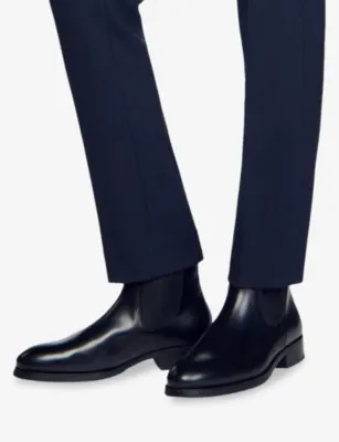 SANDRO Flat Leather Chelsea Boots - EUR 40 / 6 UK MEN in BLACK, additional product view 2