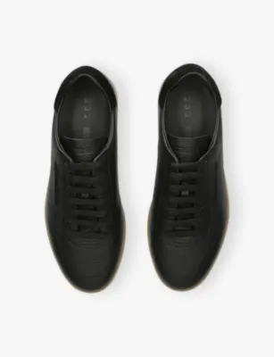 ZEGNA 232 Grained Leather Trainers - EUR 44 / 10 UK MEN in BLACK, additional product view 2