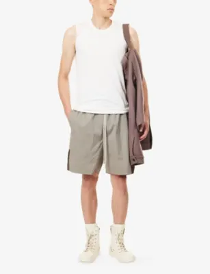 RICK OWENS Drawstring Slip-Pocket Cotton Shorts detail 2