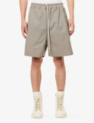 RICK OWENS Drawstring Slip-Pocket Cotton Shorts detail 3
