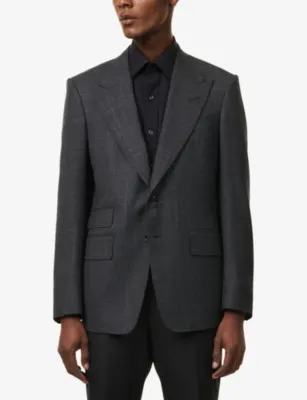 TOM FORD Shelton Overcheck Single-Breasted Wool Jacket detail 3