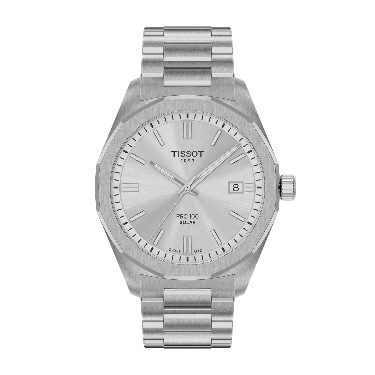 Tissot PRC 100 Solar Quartz 39mm Mens Watch Silver