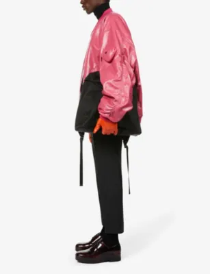 PRADA Oversized leather bomber jacket detail 2