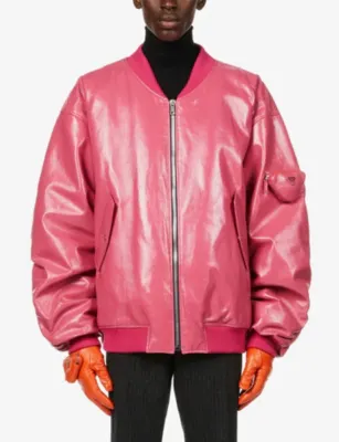 PRADA Oversized leather bomber jacket detail 3