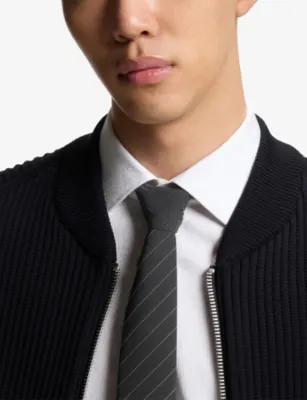 HUGO Stripe-Pattern Silk-Jacquard Tie detail 2