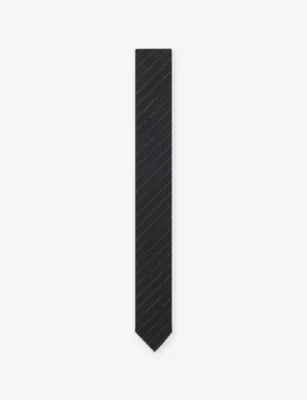 HUGO Stripe-Pattern Silk-Jacquard Tie