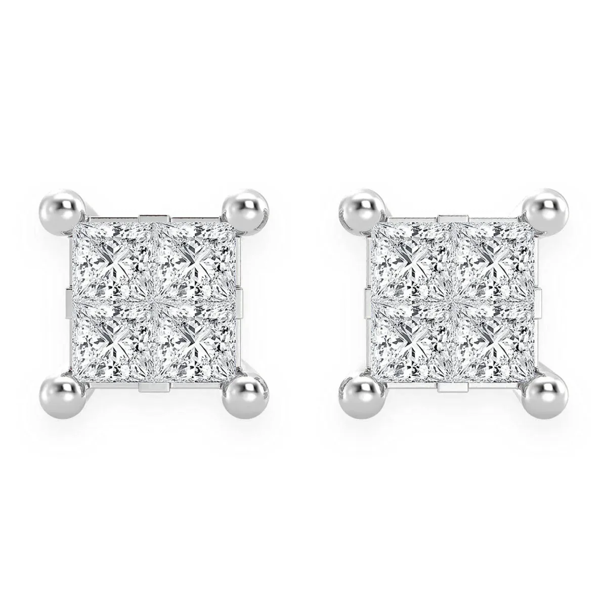 For Him Quad Diamond Studs in 0.75ctw / White Gold / Natural Diamond – Earring