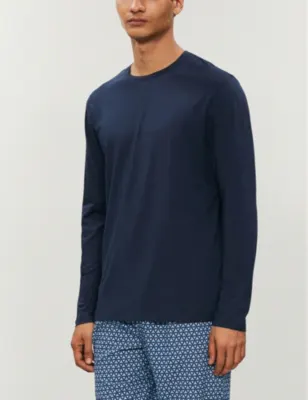 DEREK ROSE Basel long-sleeved stretch-cotton top