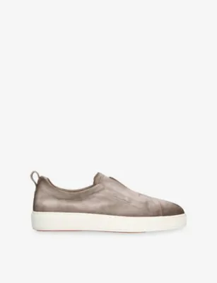 SANTONI Victory Unlined Suede Trainers - EUR 42.5 / 8.5 UK MEN in Beige – Mens | Trainers | Lace up trainers