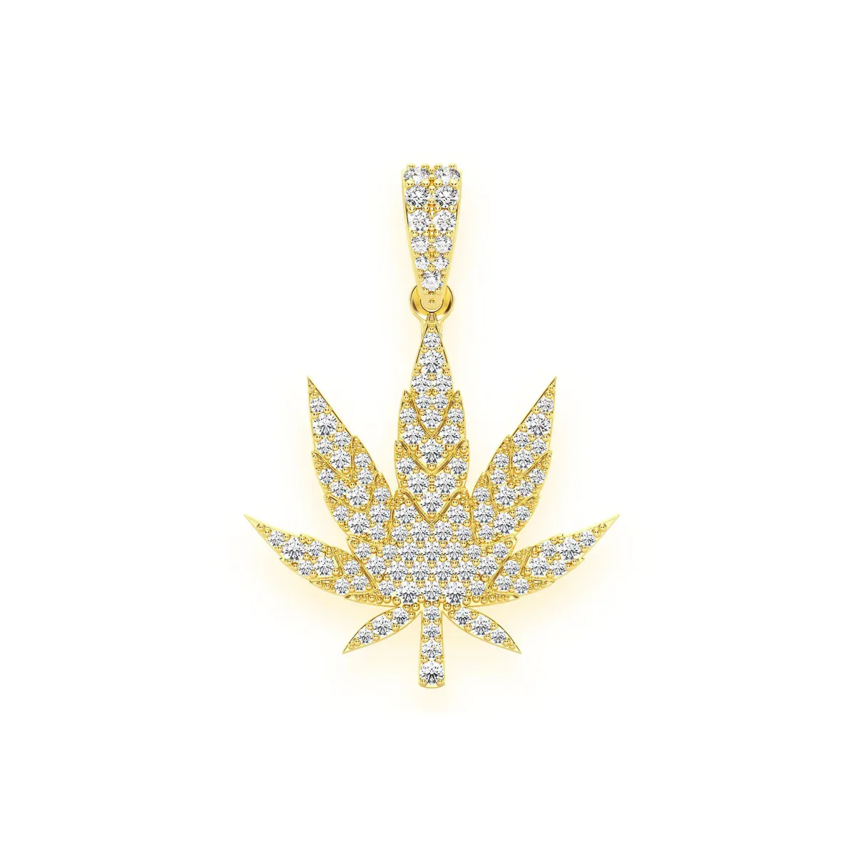 For Him Cannabis Leaf Diamond Pendant in 1.60ctw / Yellow Gold – Pendant