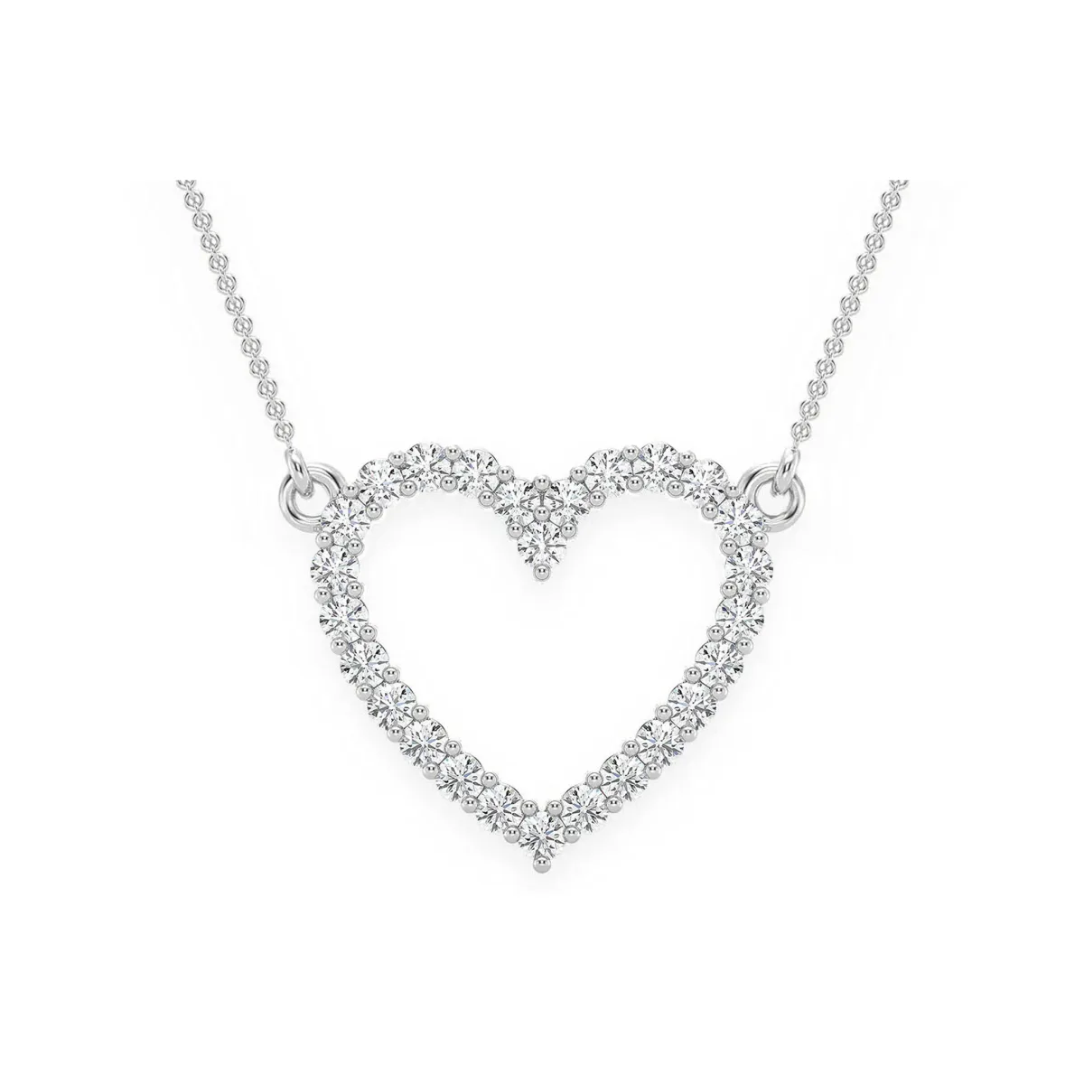 For Him Open Heart Diamond Necklace in White Gold / 18" / Natural Diamond – Necklace