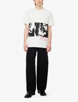 GIVENCHY Graphic-Print Crewneck Cotton T-Shirt in IVORY, additional product view 2