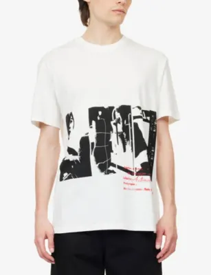 GIVENCHY Graphic-Print Crewneck Cotton T-Shirt in IVORY, additional product view 3