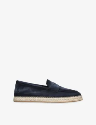 SANTONI Carlo Suede Espadrille Loafers - EUR 43 / 9 UK MEN in Navy – Mens | Loafers
