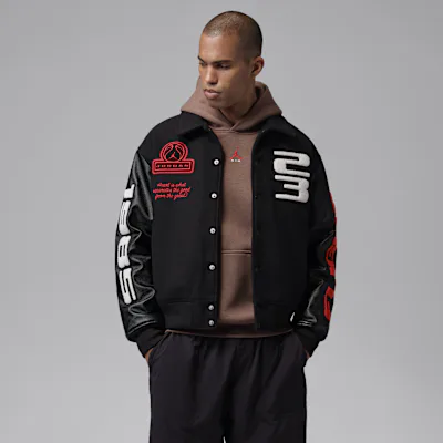 Jordan Flight Men's Varsity Jacket - Black/Black/University Red