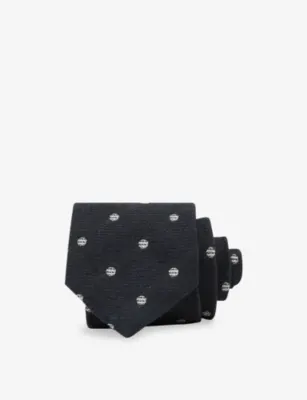 REISS Rocco Textured Polka-Dot Wool-Silk Tie - CHOCOLATE BROWN detail 2